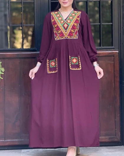 ماکسی نخی گلدوزی دوجیب 4122