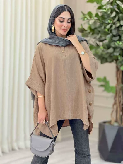 مانتو پانچ یقه دو دکمه هیما