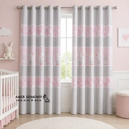 پرده اتاق کودک رزبرن طرح LITTLE BUNNY