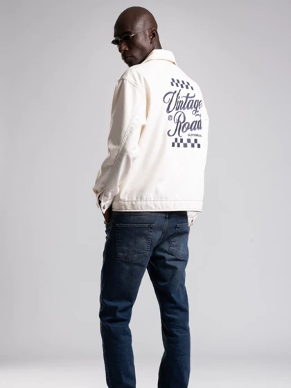 جکت جین سفید / پشت طرح دار (گلدوزی) / برند کچ Catch ترکیه