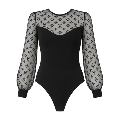 بادی فانتزی رنگ مشکی طرح لویی ویتون برند پاپیلون کد 466