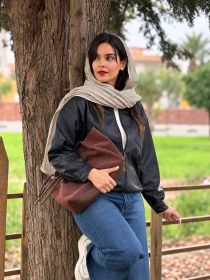 کاپشن چرم آستردار نازگل | استایل تو