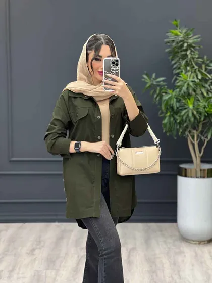 مانتو لینن جیب نما بغل سه دکمه