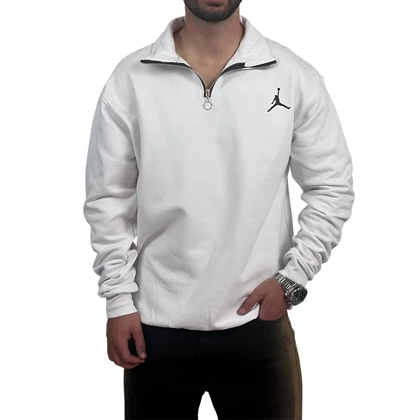 دورس مردانه یقه نیم زیپ سفید مشکی مدل جردن