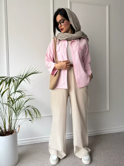 مانتو راه راه رز