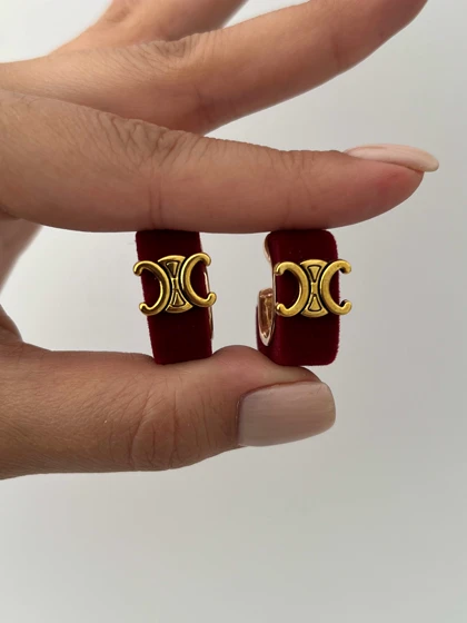 گوشواره CELINE مخملی زرشکی