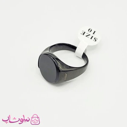 انگشتر مردانه کارتیه استیل فول مشکی نگین دایره کد 310