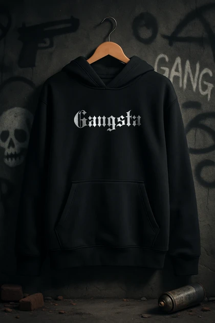 هودی مشکی اسپرت طرح نوشته Gangsta - فواصل