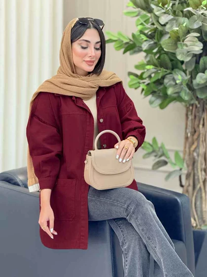 مانتو کتان بغل سه دکمه جیب پایین