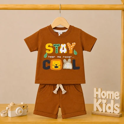 تیشرت و شلوارک اسپورت stay cool آجری