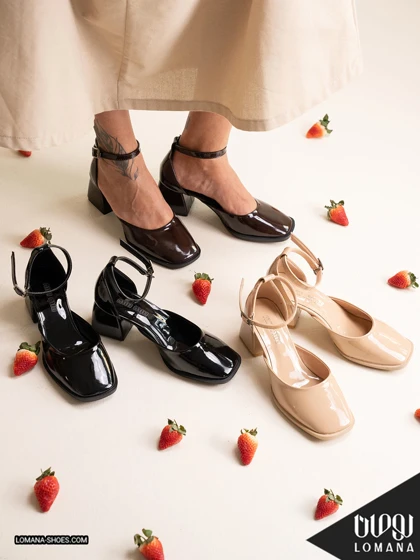 کفش پاشنه دور مچی ورنی لومانا - کد 2691