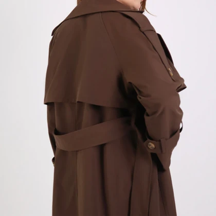 بارانی زنانه بلند کتان کجراه موانا (Moana) سین استایل