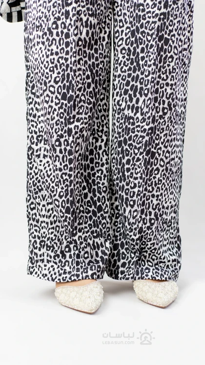 شلوار بگ پلنگی سیاه و سفید