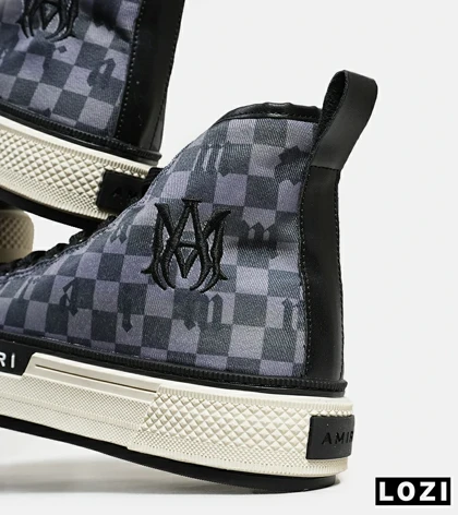 کفش اسنیکرزساق‌دار مشکی خاکستری Amiri Checkered مدل 5982