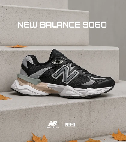 کفش کتانی مردانه و زنانه مشکی طوسی NEW BALANCE 9060 مدل 4972