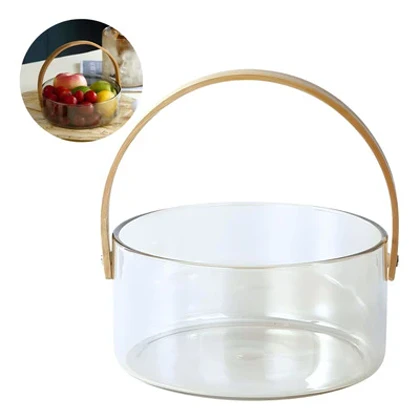 ظرف پیرکس دسته بامبو شفاف /pa79