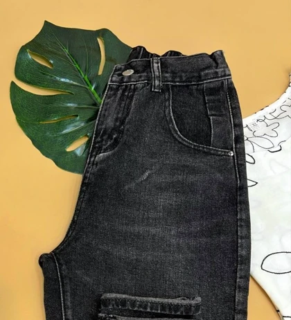 شلوار مام فیت ذغالی کد 1626