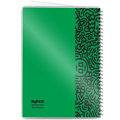 دفتر روکش پلاستیکی سیمی پاپکو PAPCO تک خط 80 برگ