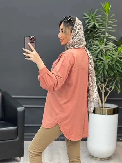 مانتو آستین برش‌دار دو جیب