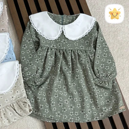 پیراهن دخترانه گل‌دار یقه ب برند MANELY