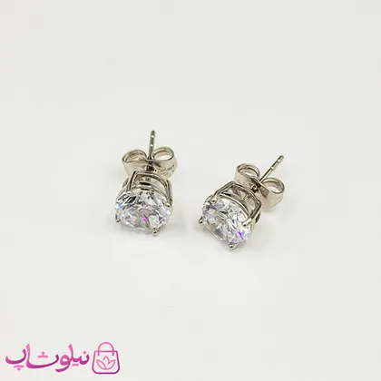 گوشواره دخترانه میخی ژوپینگ نقره ای سفید