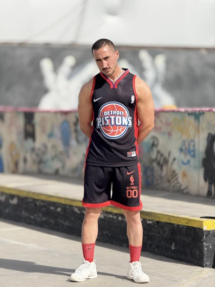 ست رکابی و شلوارک PISTONS بسکتبالی بدنسازی مشکی