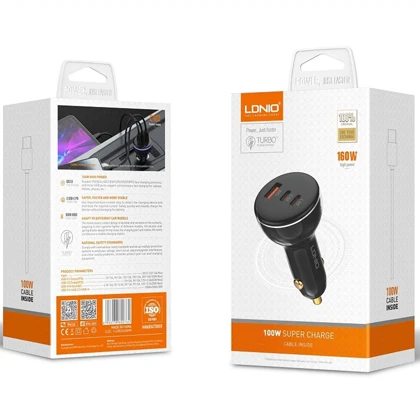شارژر فندکی فست شارژ الدنیو LDNIO مدل C102 توان 160 وات