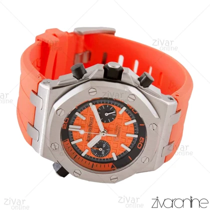 ساعت اودمار پیگه (AP) مردانه سه موتوره بند رابر نارنجی 104045