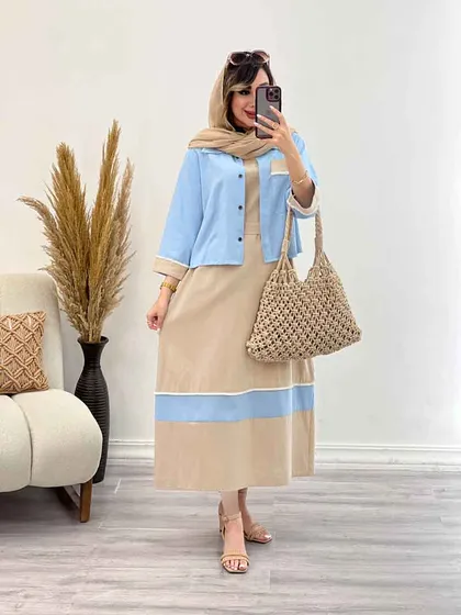 ست کت و پیراهن تک جیب ریش دار