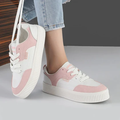کفش و کتانی اسپرت زنانه و دخترانه مدل فشیون FASHION رنگ سفید صورتی