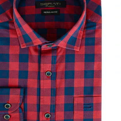 پیراهن مردانه رسمی چهارخونه قرمز