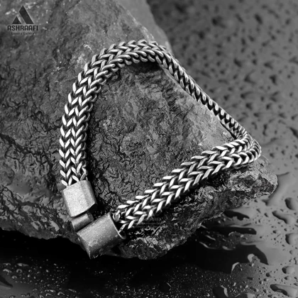 دستبند مردانه زنجیری کروم Steel Braided Bracelet K1