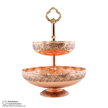 میوه خوری 2 طبقه مس دیبا رنگ مسی کد 1054