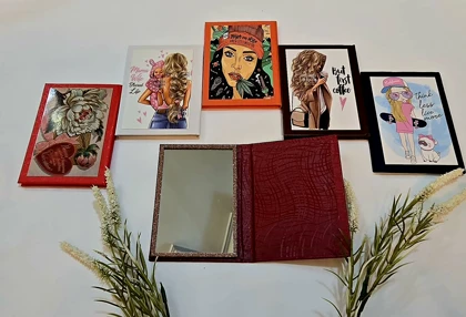 اینه کتابی کیفی دوطرفه زنانه ودخترانه