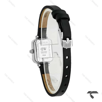ساعت DW مستطیلی مینی سیلور صفحه سفید مهندسی بند چرمی DW-10708-L