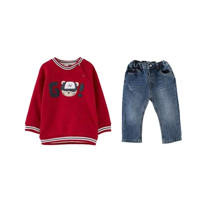 ست بلوز و شلوار پسرانه ایندیگو طرح ادام کد 22218