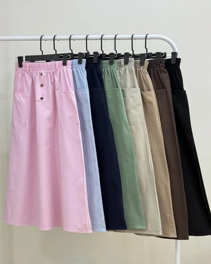 دامن کتان دوجیب