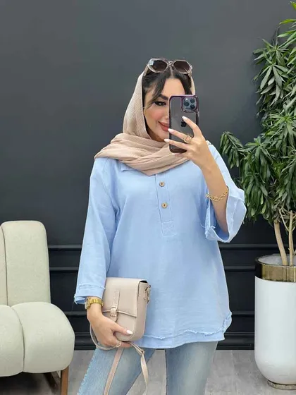مانتو جلو بسته سه دکمه ریش دار