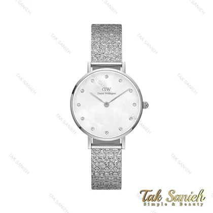 ساعت دنیل ولینگتون زنانه سیلور صفحه صدف سفید نگین‌دار DW-4310-28-L