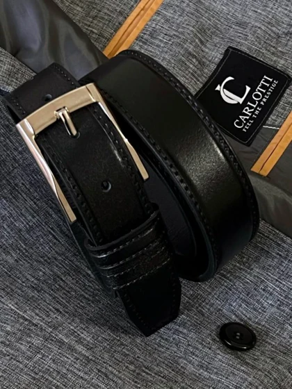 کمربند چرم طبیعی مشکی ساده b122