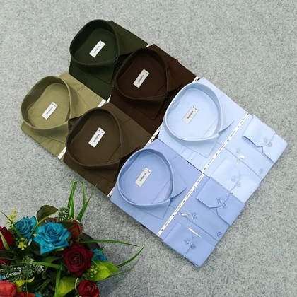 پیراهن ساده تک‌رنگ مردانه قواره کلاسیک _ استین بلند