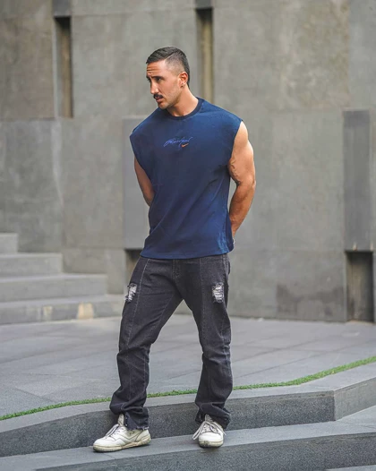 رکابی ورزشی وست NIKE سرمه ای