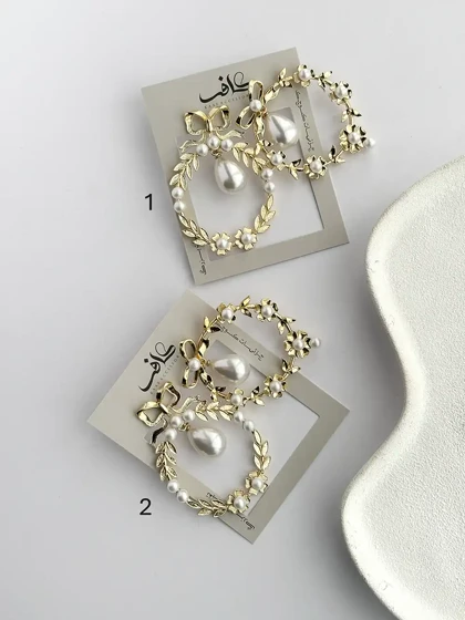 گوشواره حلقه گل مرواریدی