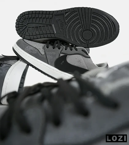 کفش کتانی مردانه و زنانه طوسی مشکی NIKE jordan 1 مدل 7181