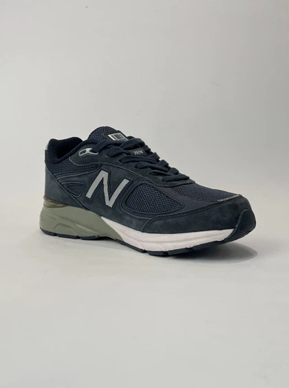 کفش روزمره مردانه نیوبالانس 990 سرمه ای ورژن 4 با رویه چرم کیفیت مستر