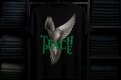 تیشرت ریپریزنت طرح کبوتر “تیچ پیس” مشکی