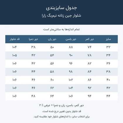 شلوار جین زنانه نیم‌بگ زارا آبی روشن وارداتی سفارش بنگلادش
