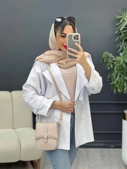 مانتو لینن چهار دکمه سرشانه پاگن