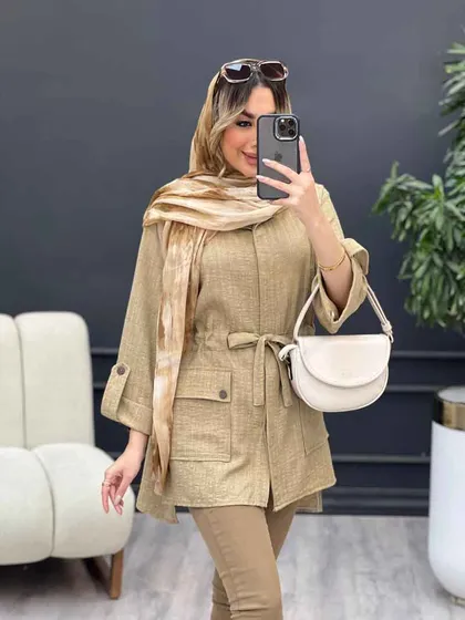 مانتو دکمه مخفی آستین پاگن