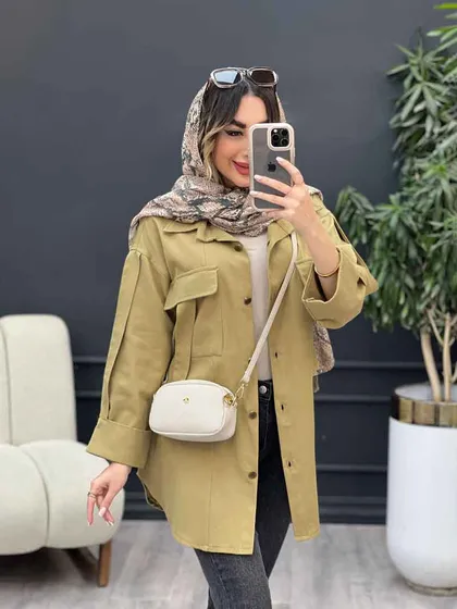 مانتو جیب کراواتی آستین پاکتی